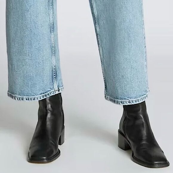 EVERLANE The City Boot Leather Side Zip Block Square Toe Ankle Size 11 Black NEW - Picture 3 of 16